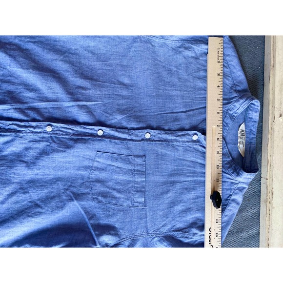 H&M button shirt Youth 14+ rounded collar long sleeves 3/4 roll up tab light - Picture 7 of 15